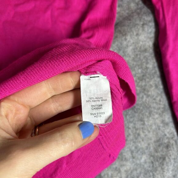 J Crew Sweater Womens Small Petite Merino Wool Blend Pink Pullover Barbiecore - Picture 5 of 6
